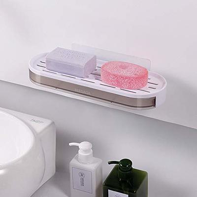 White Suction Soap Dish 2pcs Shower Soap Holder Wall Mounted Plastic Soap  Dishes With Double Layer Drainage Stick On Soap Box Container Soap Trays  For