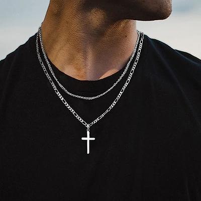 20 inch Mens Sterling Silver Cross Necklace