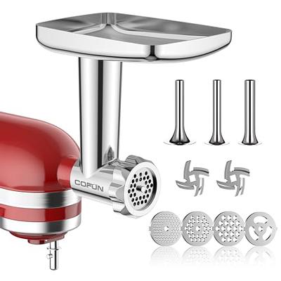 Metal Food Grinder Attachment for PHISINIC & KitchenAid Stand Mixer, Meat  Grinder Accessories, Sausage Stuffer Attachment Includes 3 Sausage Stuffer  Tubes, 3 Grinding Blades, 4 Grinding Plates 