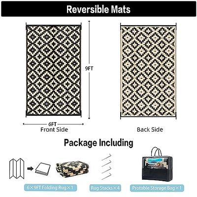 Reversible Outdoor Rugs for Patio Decor 6x9ft Waterproof Portable Outdoor  Carpet Mat Large Plastic Straw Rug Indoor Outdoor Area Rug Floor Mat for