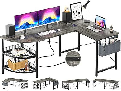 Tribesigns 75 inch Gaming Desk with Monitor Shelf, Large PC Computer Desk with LED Strip, Gamer Workstation for Home Bedroom, Black