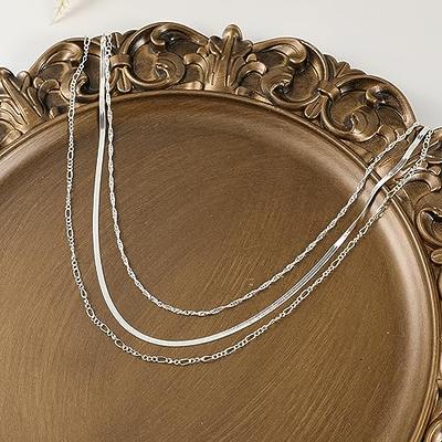 Amicon Dainty Silver Layering Necklaces Set for Women 14K Silver