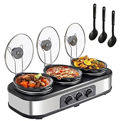 Dual Pot Slow Cooker, 2 Pot Small Mini Crock Buffet Server and