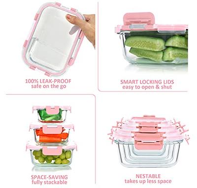 30 Pieces Glass Food Storage Containers Set, Glass Meal Prep Containers Set  with Snap Locking Lids, Airtight Glass lunch Containers, BPA-Free