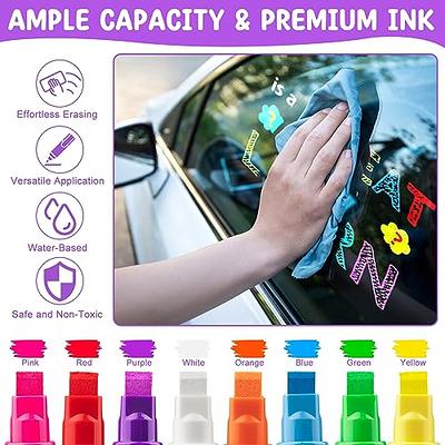 12 Pack Car Window Washable Markers for Cars |15mm Jumbo Metallic & Neon  Paint Chalk Markers for Auto,Glass, Chalkboard, Blackboard, Bistro