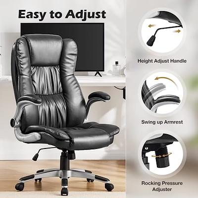 ANGELES HOME Black Sponge Office Chair with Flip-Up Arms and