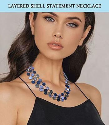 Large Pearl and Blue Lace Agate Stone Necklace - Reveka Rose