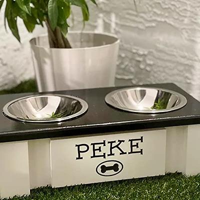 GrooveThis Woodshop - Personalized Elevated Dog Bowl Stand for Large,  Medium, Small, X-Small Dogs - Stainless Steel Food and Water Bowls - Raised  Dog