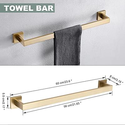 Brushed 4-Piece Bathroom Hardware Set Premium Stainless Steel Bath Towel  Bar Sets Wall Mounted Square Bathroom Accessories Kit, 23.6 Inch Brushed