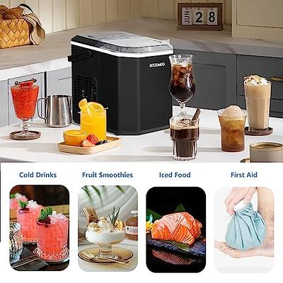 Silonn Ice Maker Countertop, Stainless Steel Portable Ice Machine with Carry Handle, Self-Cleaning Ice Makers with Basket and Scoop, 9 Cubes in 6