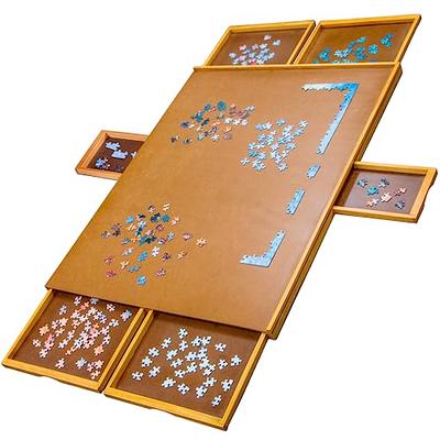 Jumbl 1500-Piece Puzzle Board, 27” x 35” Jigsaw Puzzle Table, 6 Removable  Magnetic Sorting Drawers, Smooth Plateau Fiberboard Work Surface &  Hardwood Construction
