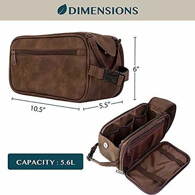 Pavilia Toiletry Bag for Men, Travel Toiletries Bag | Water-Resistant Dopp Kit, PU Leather Shaving Bag Organizer for Toiletry Accessories, Cosmetic