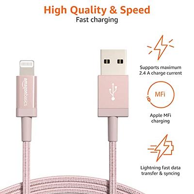 Basics USB-C to Lightning ABS Charger Cable, MFi Certified Charger  for Apple iPhone 14 13 12 11 X Xs Pro, Pro Max, Plus, iPad, 6 Foot, Black
