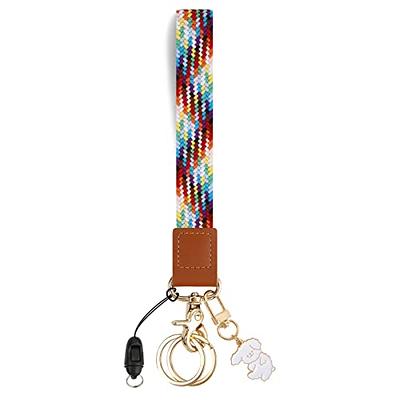 Elastic High-end Soft Nylon Weave Badge Lanyards, Rainbow Wristlet