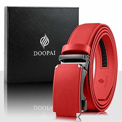 DOOPAI Ratchet belts for men adjustable, Red Men's Belt with Sliding Length  28-36. Cut to Fit in Gift Box - Yahoo Shopping