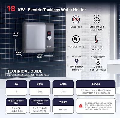 Black+Decker 13kW/240V Electric Tankless Water Heater Includes Pressure  Relief Device, Ideal for a