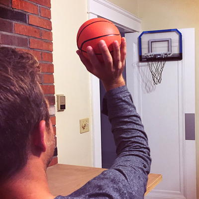 Costway Over-The-Door Mini Basketball Hoop Includes Basketball & Hand Pump 2 Nets Indoor Sports