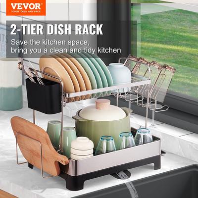 Dish Drying Rack 2 Tier And Rust Proof Dish Organizer Stainless