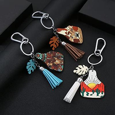 KAGNAL 3PCS Cute Tassel Keychains for Women Silver Car Key