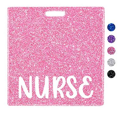 2 Pcs RN Badge Buddy RN Nurse Glitter Badge Acrylic Registered Nurse ID Badge Vertical Horizontal Badge Holder with 2 Pcs Nursing Badge Reel Badge