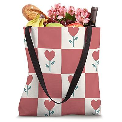 Coquette Aesthetic Pink Rose Heart Hearts Checkered Tote Bag - Yahoo  Shopping