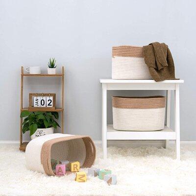 Woven Cube Foldable Storage Bins Basket Organizer With Handle