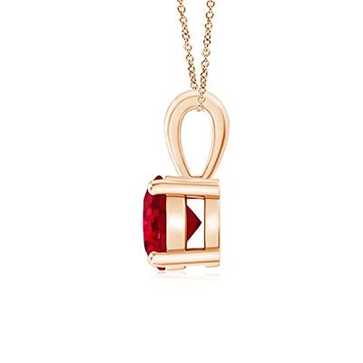 Angara Natural Ruby Solitaire Pendant Necklace for Women, Girls in