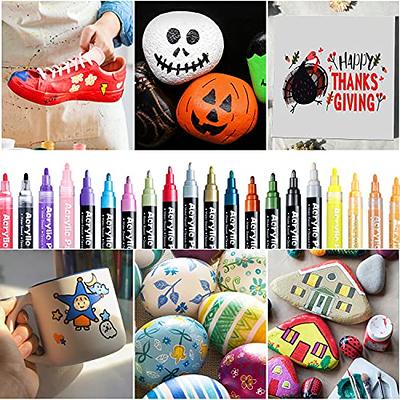 Acrylic Paint Marker Pens 60 Color Painting Markers Set with Canvas Bag for  Rock Painting Stone Ceramic Glass Wood Fabric Gifts