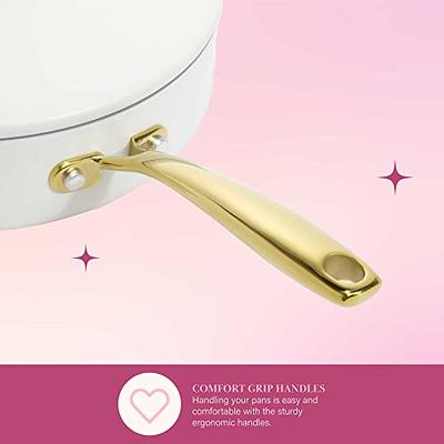  Paris Hilton Ceramic Nonstick Cookware Set, Cast Aluminum with  Dual Layer Nonstick Coating, Gold Heart Knobs, Stay-Cool Handles, Made  without PFAS, PFOA, PFOS & PTFE, Dishwasher Safe, 10-Piece, Pink: Home 