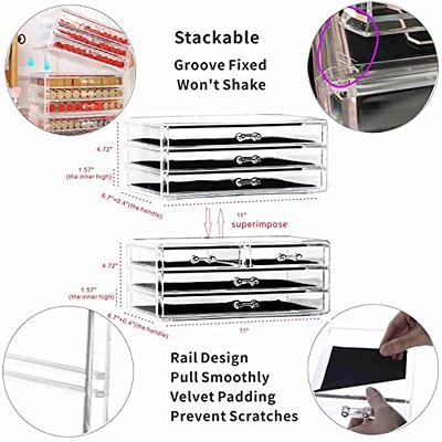 Cq acrylic Clear Containers for Organizing 4 Drawers Stackable Dresser  Bathroom Organizers And Storage For Jewelry Hair Accessories Nail Polish