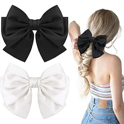 Silk Fabric Hair Bow Clip | Large Black Bow for Hair | Hair Barrettes for  Women | Hair Bow Clip For Woman - Perfect for Parties | Hair Bows for Women