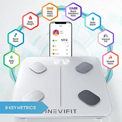 INEVIFIT Smart Body Fat Scale, Highly Accurate Bluetooth Digital Bathroom  Body Composition Analyzer, Measures Weight, Body Fat, Water, Muscle