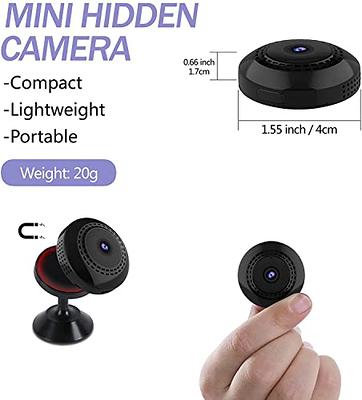 Hidden Camera 4K 1080P HD Mini Portable Wi-Fi Spy Camera with Night Vision  Wireless Surveillance Spy Cam Motion Detection for Outdoor / Indoor-Black