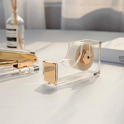 SIRMEDAL Contemporary Ultra Clear Acrylic Gold Quality Tape Dispenser  Single Hand Dispensing Acrylic Gold Tape Dispenser, Tape Dispenser for  Modern Design Office Desktop - Yahoo Shopping