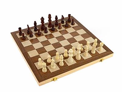 Juegoal 15 Wooden Chess & Checkers Set, 2 in 1 Board Games for Kids and  Adults, with Felted Game Board Interior for Storage, Travel Portable  Folding