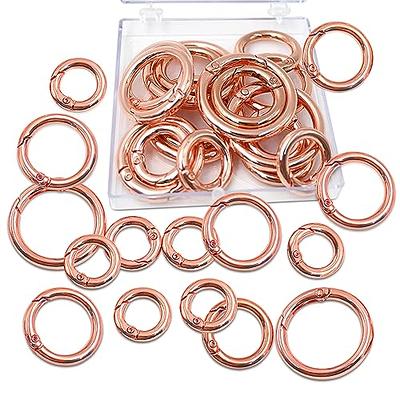 Spring O Rings, Spring Snap Clip Hooks Zinc Alloy Round Metal Split Rings Small Clamp Clasp Keyring Buckle for Bag Purse Art