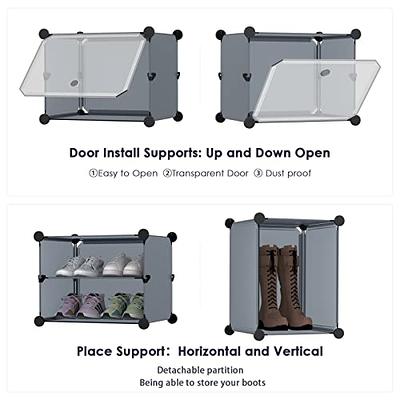 UNZIPE Shoe Rack Organizer, 4 Cube 8 Tier Covered Storage Cabinet 16 Pairs  Freestanding DIY Shelves Plastic Shoes for Closet Entryway Hallway Bedroom