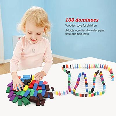 120Pcs/Set Rainbow Domino Game Blocks Jigsaw Wooden Toys For Children  Montessori Early Learning Dominoes Educational Toys Gifts