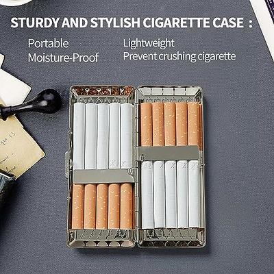 Retro Metal Leather 20 Cigarette Case Double Sided Spring Clip