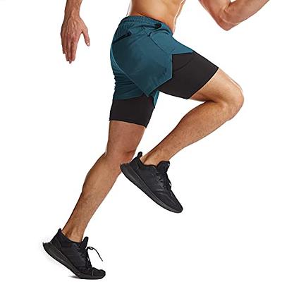 Surenow Mens 2 in 1 Running Shorts Quick Dry Athletic Shorts with Liner, Workout  Shorts with Zip Pockets and Towel Loop (Peacock Blue, XX-Large) - Yahoo  Shopping