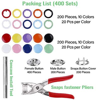 100 Sets Snap Buttons 9.5mm No Sewing Metal Snap Buttons with Fastener  Pliers Snap Button Tool for Fabric Bags Sewing Crafting Leather