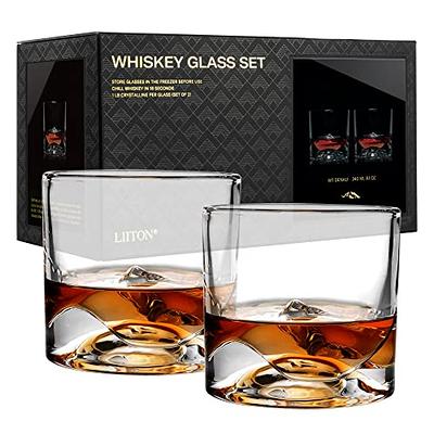 Luxury Old Fashion Whiskey Glasses Set of 4, Crystal Rocks Glasses, 10 oz Drinking Barware for Scotch Bourbon and Cocktail