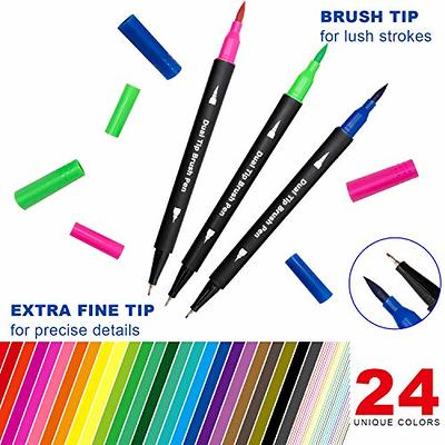 Vitoler Dual Tip Brush Markers Colored Pen,Fine Point Journal Pens &  Colored Brush Markers for Kid Adult Coloring Drawing Planner Calendar Art  Projects(34 Colors Pen)