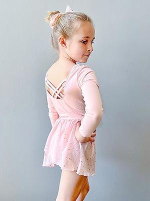 Zaclotre Girls Shiny Ruffle Sleeve Ballet Leotard for Dance, Gymnastics  Hollow Bow Back Leotards for Kids Ballet Pink 3-4T