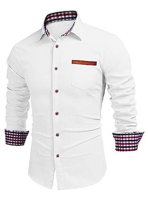  DELCARINO Men's Long Sleeve Button Up Shirts Solid