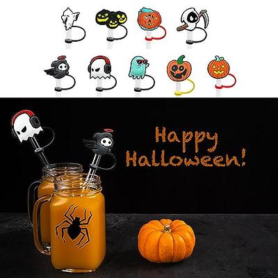 Kleeblatt Halloween Straw Covers Cap, 8pcs Cute Silicone Straws