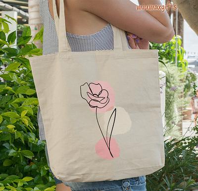 Rose Flowers Minimalist Tote Bag, Flower Shopping Eco Friendly