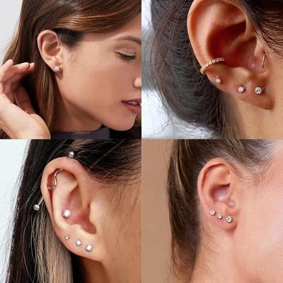 women men Cartilage stainless steel flat back piercing earrings