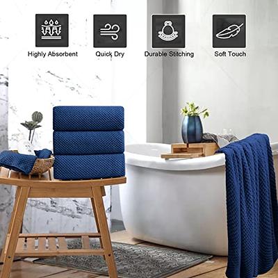 4 Piece Bath Towel Oversized Bath Sheet 35x70 Navy Bathroom Towel Extra  Large Bath Towel Set Highly Absorbent Quick Dry Premium Towel for Bathroom