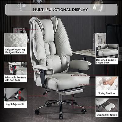 Vinsetto 360° Swivel Executive Home Office Chair Adjustable Height Linen  Style Fabric Recliner with Retractable Footrest and Double Padding, Gray